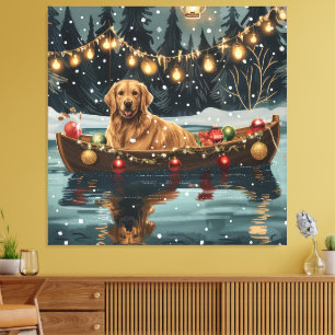 Golden Retriever Kerstvakantie Canvas Afdruk