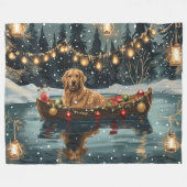 Golden Retriever Kerstvakantie Fleece Deken (Voorkant (Horizontaal))