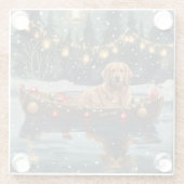 Golden Retriever Kerstvakantie Glazen Onderzetter (Achterkant)