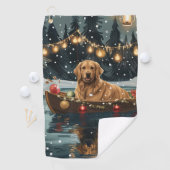 Golden Retriever Kerstvakantie Golfhanddoek (Insitu)