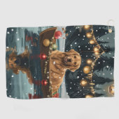 Golden Retriever Kerstvakantie Golfhanddoek (Horizontaal)