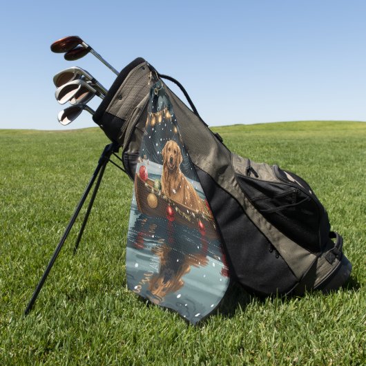 Golden Retriever Kerstvakantie Golfhanddoek (Groen)
