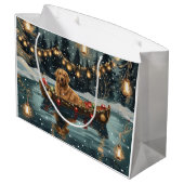 Golden Retriever Kerstvakantie Groot Cadeauzakje (Achterkant Gekanteld)