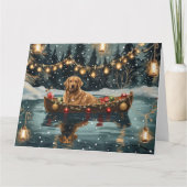Golden Retriever Kerstvakantie Kaart (Voorkant)