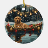 Golden Retriever Kerstvakantie Keramisch Ornament (Voorkant)