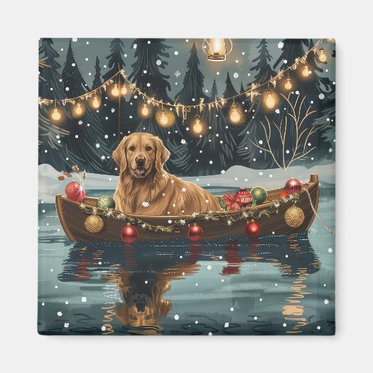 Golden Retriever Kerstvakantie Magneet (Voorkant)
