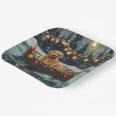 Golden Retriever Kerstvakantie Papieren Bordje (Gebogen)