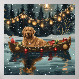 Golden Retriever Kerstvakantie Poster
