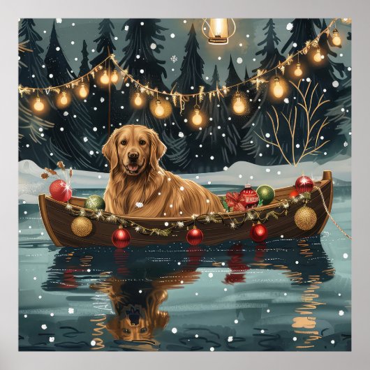 Golden Retriever Kerstvakantie Poster (Voorkant)