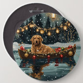 Golden Retriever Kerstvakantie Ronde Button 6,0 Cm (Voorkant /achterkant)