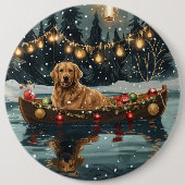 Golden Retriever Kerstvakantie Ronde Button 6,0 Cm (Voorkant)