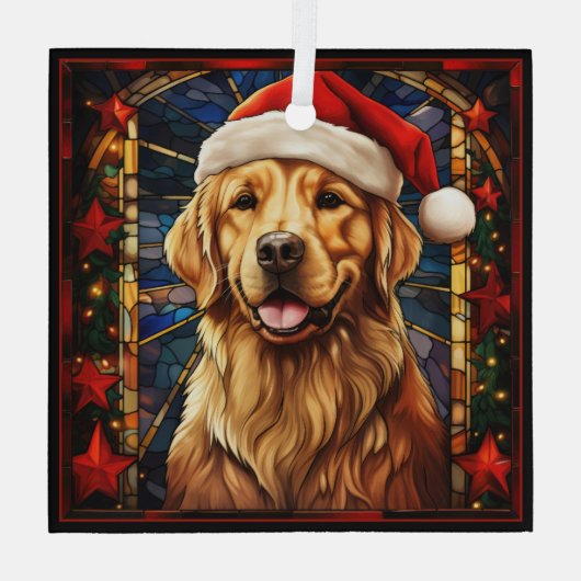 Golden Retriever kerstversiering Glas Ornament (Achterkant)