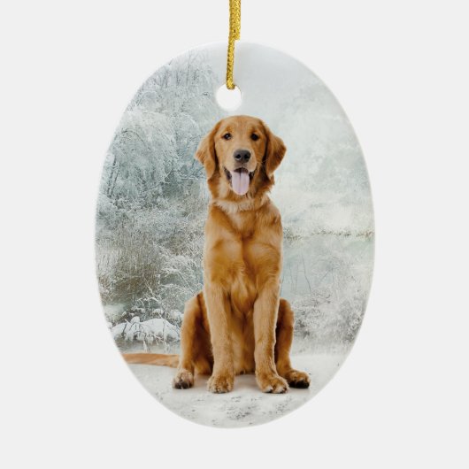 Golden Retriever kerstversiering Keramisch Ornament (Voorkant)