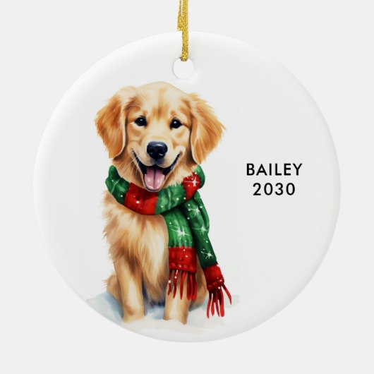 Golden Retriever kerstversiering Keramisch Ornament (Achterkant)
