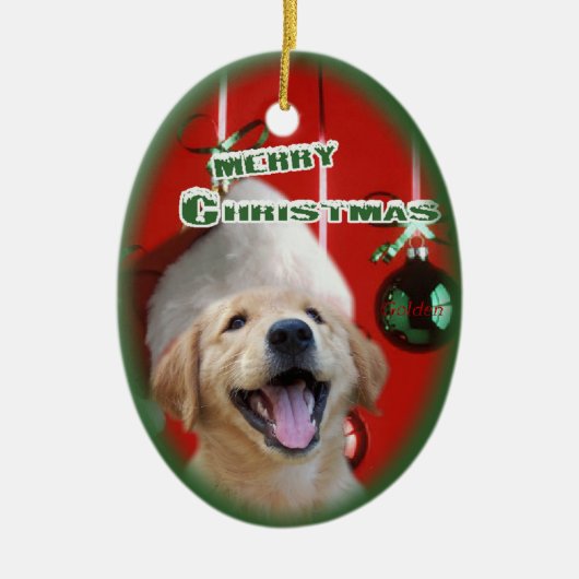 Golden Retriever kerstversiering Keramisch Ornament (Voorkant)
