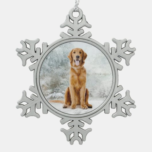 Golden Retriever kerstversiering Tin Sneeuwvlok Ornament (Voorkant)