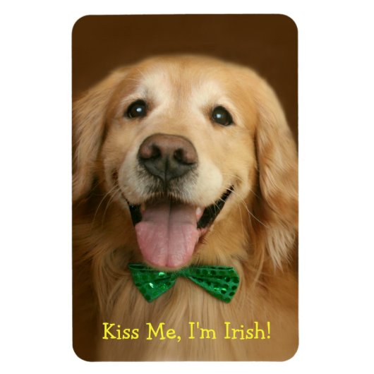 Golden Retriever Kiss Me In Irish St. Patty's Magneet (Verticaal)