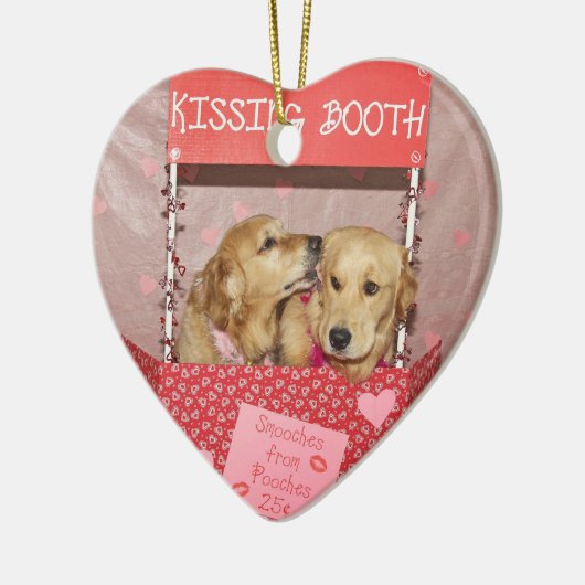 Golden Retriever Kissing Booth Keramisch Ornament (Links)