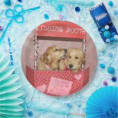 Golden Retriever Kissing Booth Papieren Bordje (Feest)