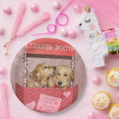 Golden Retriever Kissing Booth Papieren Bordje (Feest)