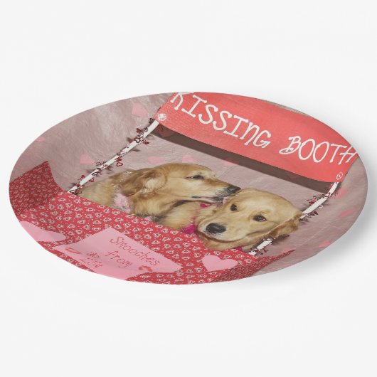 Golden Retriever Kissing Booth Papieren Bordje (Gekanteld)