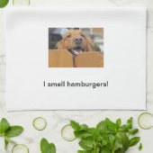Golden Retriever Kitchen Towel, ik smaal hamburger Theedoek (Gevouwen)