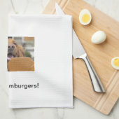 Golden Retriever Kitchen Towel, ik smaal hamburger Theedoek (Quarter Fold)