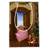 Golden Retriever klaar met kerstinkopen Medium Cadeauzakje (Voorkant)