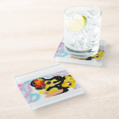 Golden Retriever kleurrijk Glazen Onderzetter (Schuin)