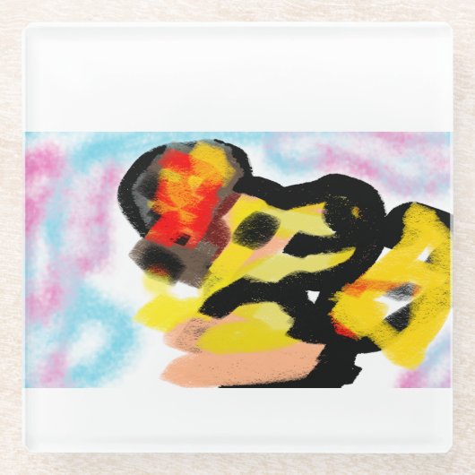 Golden Retriever kleurrijk Glazen Onderzetter (Voorkant)