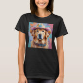 Golden Retriever Kleurrijke Esthetische Cowgirl Sh T-shirt (Voorkant)