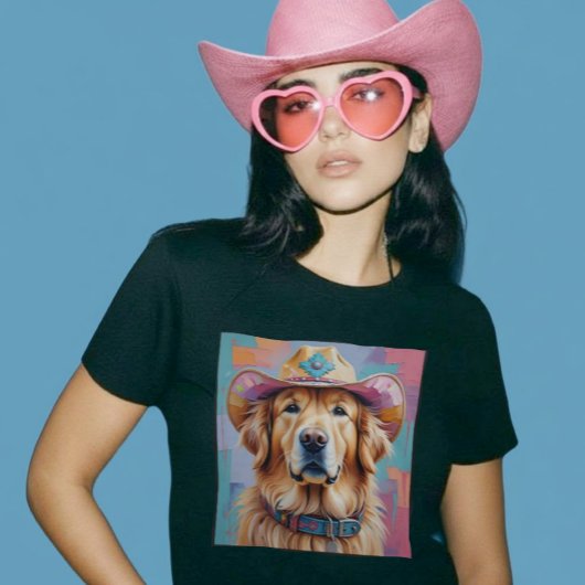 Golden Retriever Kleurrijke Esthetische Cowgirl Sh T-shirt