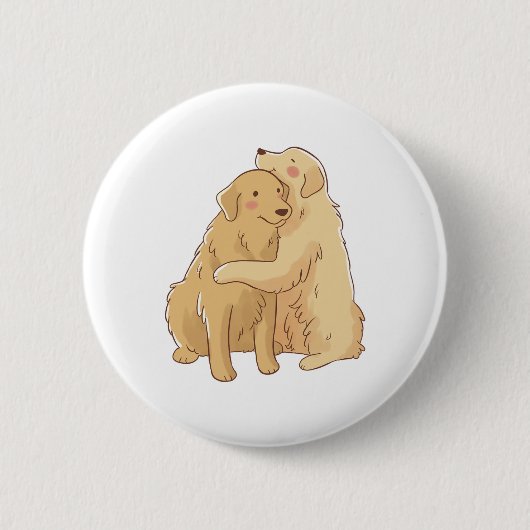 Golden Retriever knuffel Ronde Button 5,7 Cm (Voorkant)