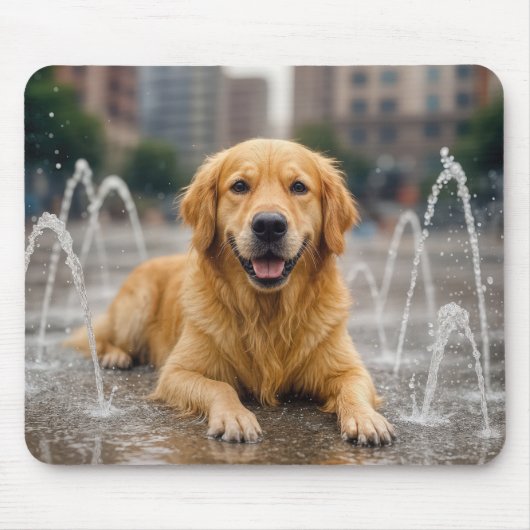 Golden Retriever koelt af in een Splash Pad Muismat (Voorkant)