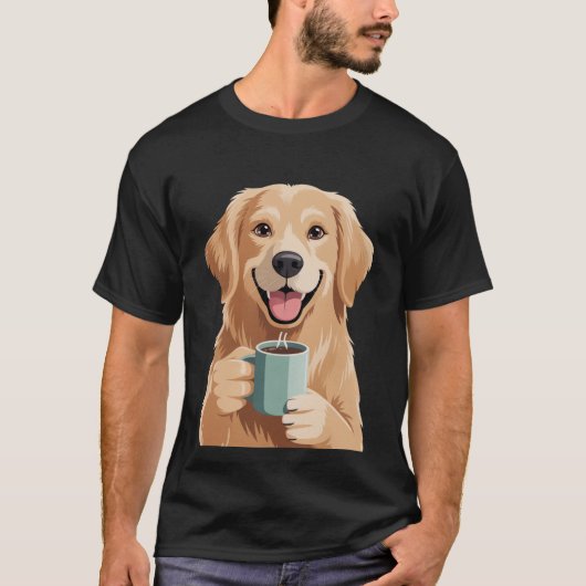 Golden Retriever + Koffie Shirt – Funny Dog Design (Voorkant)