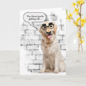 Golden Retriever krijgt oudere Humor Kaart (Gele Bloem)