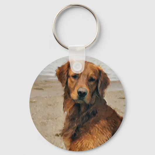 Golden Retriever Kunst cadeaus Sleutelhanger (Voorkant)