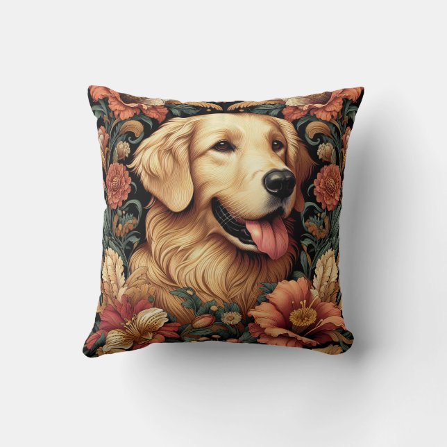 Golden Retriever kussen William Morris geïnspireer (Achterkant)