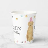 Golden Retriever laat pooogdog op jaardag Papieren Bekers (Links)
