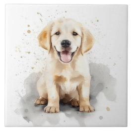 Golden Retriever Labrador Puppy Waterverf Tegeltje