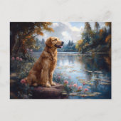 Golden Retriever Lake Lily Pads Briefkaart (Voorkant)