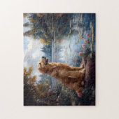 Golden Retriever Lake Lily Pads Legpuzzel (Verticaal)
