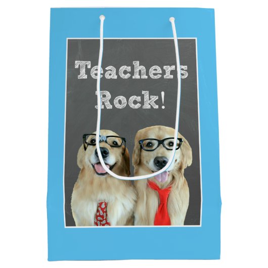 Golden Retriever lerarenwaardering Medium Cadeauzakje (Achterkant)