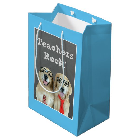 Golden Retriever lerarenwaardering Medium Cadeauzakje (Achterkant Gekanteld)