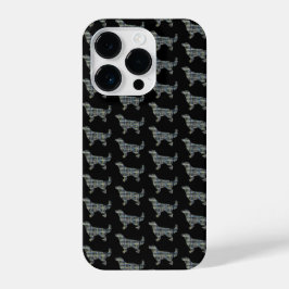 Golden Retriever Leuke Hond Silhouet Grid Zwart iPhone 14 Plus Hoesje
