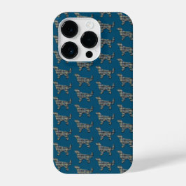 Golden Retriever Leuke Hond Silhouet Raster Blauw iPhone 14 Plus Hoesje