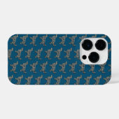 Golden Retriever Leuke Hond Silhouet Raster Blauw iPhone Hoesje (Achterkant horizontaal)