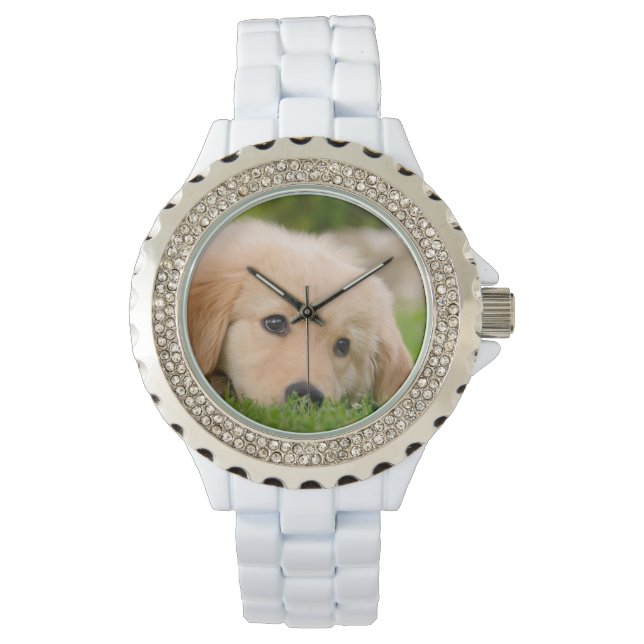 Golden Retriever Leuke Puppy Droom Portret meisje Horloge (Voorkant)