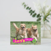 Golden retriever Levend met Vreugde Briefkaart (Staand voorkant)