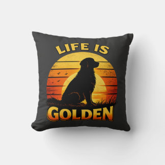 Golden retriever life is golden sunset dog pillow kussen